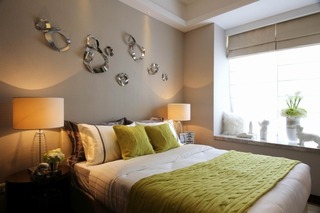 小清新绿色卧室床效果图