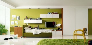 现代简约风格可爱绿色儿童床效果图