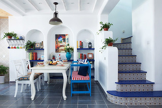 地中海风格两室一厅浪漫蓝色餐厅改造