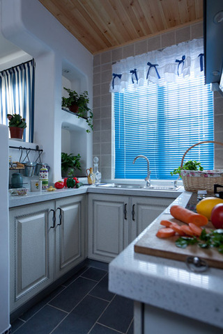 地中海风格两室一厅浪漫蓝色厨房效果图