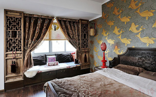 中式风格别墅稳重卧室设计图纸