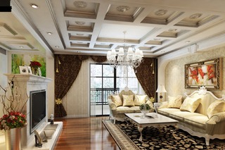 欧式风格奢华黄色沙发背景墙设计图