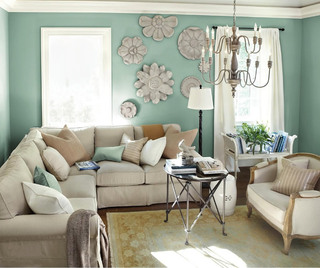 小清新蓝色沙发背景墙设计