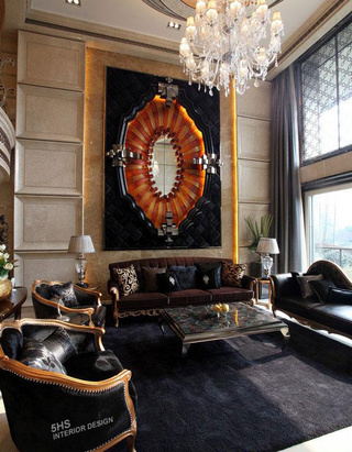 欧式风格黑色沙发背景墙设计图