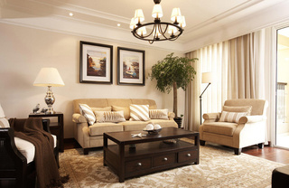 美式风格白色沙发背景墙设计图纸