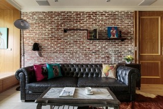 美式风格红色沙发背景墙装修效果图