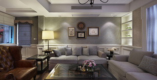 美式风格灰色客厅装修图片