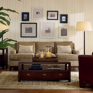 美式风格黄色沙发背景墙设计图纸