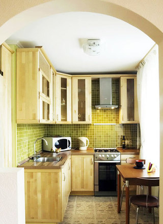 田园风格绿色厨房瓷砖图片