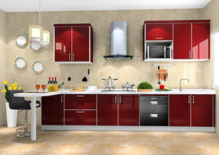 小清新红色厨房设计