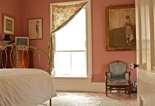 美式风格红色卧室背景墙设计图纸