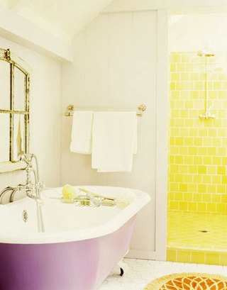 紫色卫生间浴缸效果图