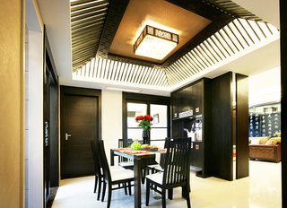 中式风格大气餐厅瓷砖效果图