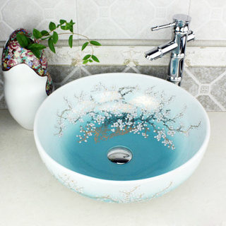 中式风格蓝色洗手台效果图