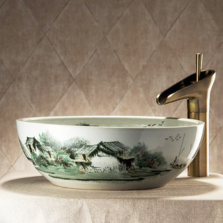 中式风格绿色洗手台效果图