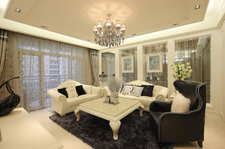 欧式风格大户型时尚白色客厅装潢