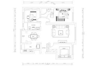 美式风格三居室温馨140平米以上户型图