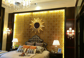 欧式风格实用卧室背景墙效果图