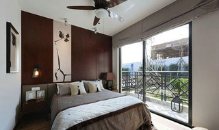 中式风格稳重卧室背景墙设计