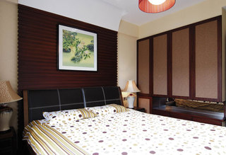 中式风格稳重卧室背景墙装修图片