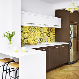 简约风格原木色厨房地板效果图