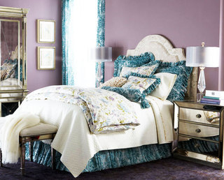 蓝色卧室窗帘图片