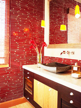 现代简约风格红色卫浴间瓷砖瓷砖效果图