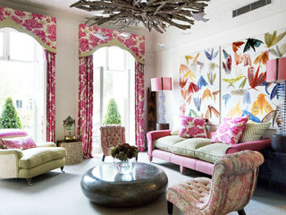 粉色客厅窗帘图片