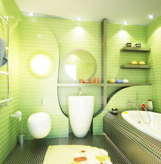 绿色卫生间瓷砖效果图