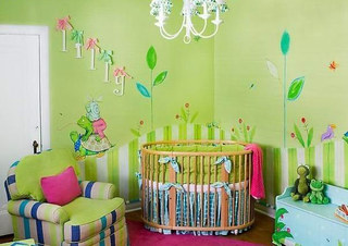简约风格时尚儿童房手绘墙设计图