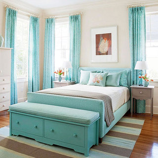 田园风格蓝色卧室窗帘窗帘图片