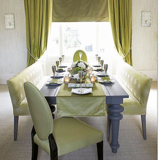 简约风格绿色餐厅窗帘效果图