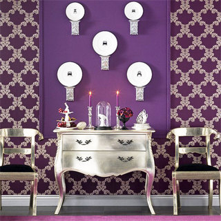 简欧风格紫色餐厅壁纸效果图