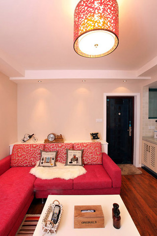 简约风格浪漫60平米客厅沙发沙发婚房家居图片