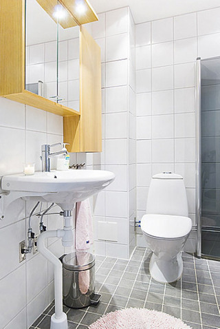 北欧风格一居室小清新40平米卫生间设计图