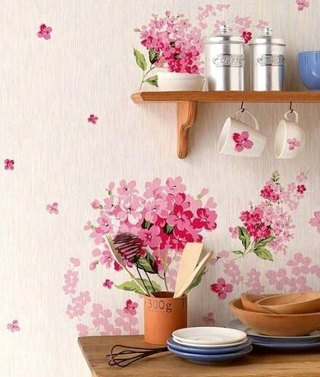 粉色小花手绘墙图片
