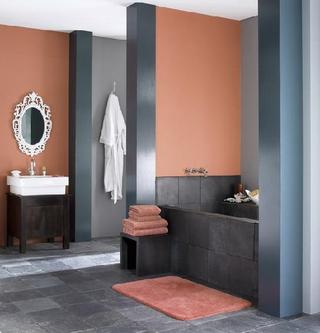 橙色灰色美式卫生间装修效果图