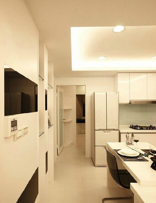 现代简约风格二居室小清新黑白10-15万100平米设计图