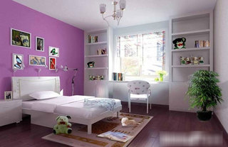 紫色白色卧室效果图
