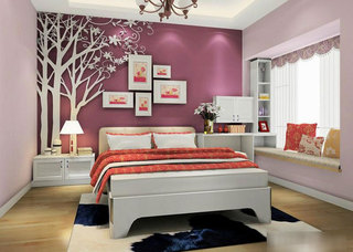 紫色卧室背景墙效果图