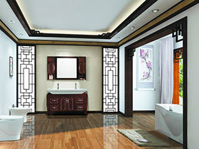 古典中式浴室欣赏 13张红色浴室柜效果图
