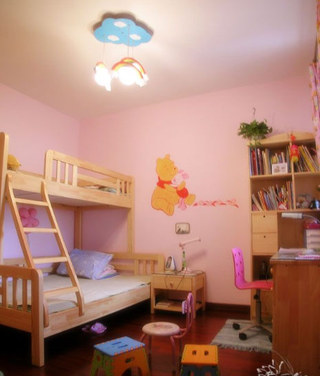 粉色实木儿童床效果图