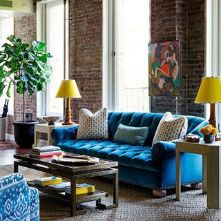 宝蓝色客厅沙发效果图