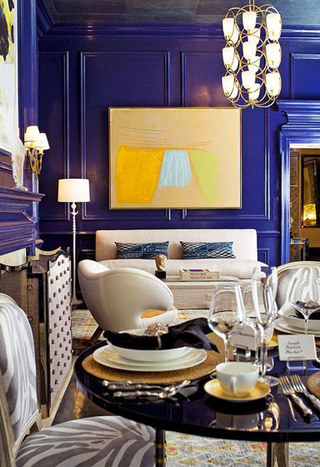 蓝紫色客厅背景墙效果图