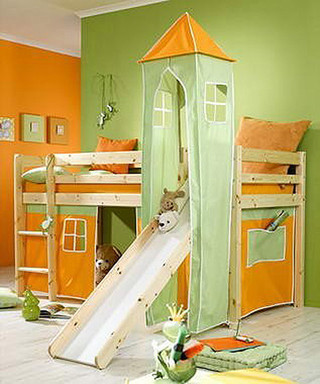 绿色橙色儿童房效果图
