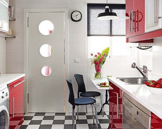 复古红色厨房橱柜设计图片
