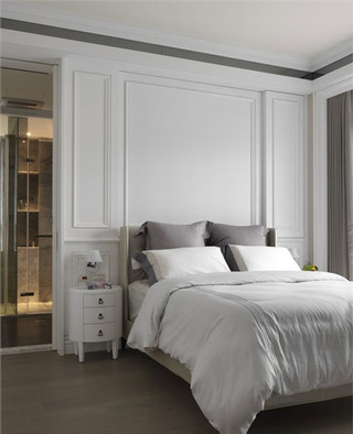 白色灰色新中式卧室效果图