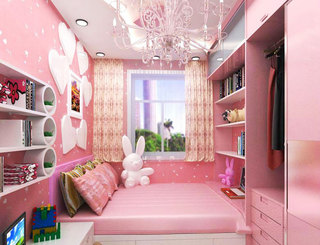 实用粉色卧室飘窗效果图