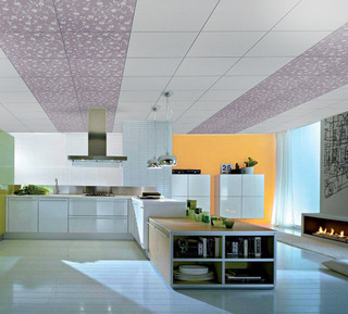 白色紫色厨房集成吊顶效果图