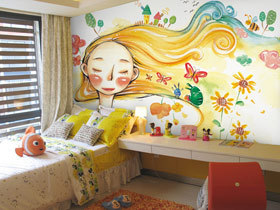 时尚有创意 12款手绘卧室背景墙图片